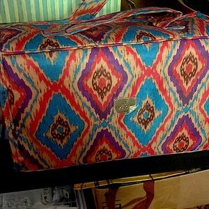 JM New York - Colorful Ikat Patterned travel makeup Bag - removable pouches -